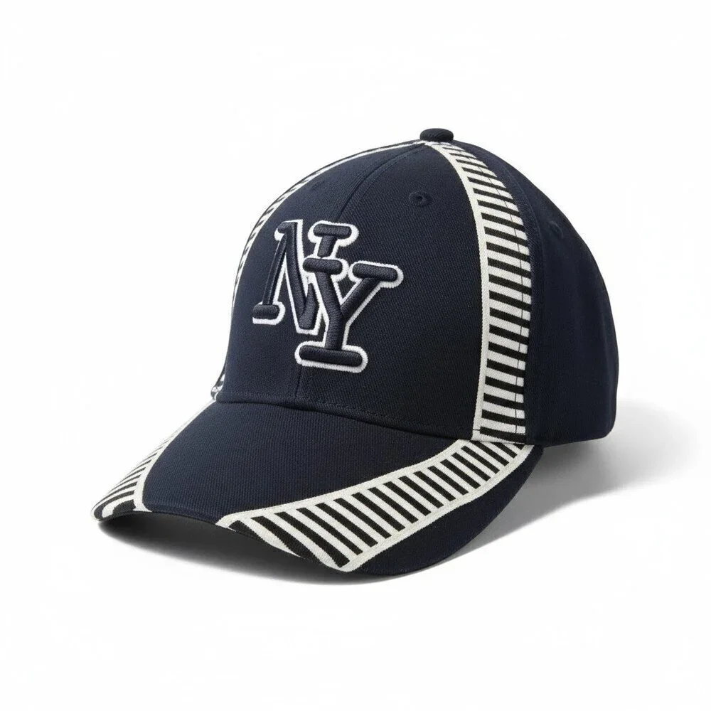 NY Black & White Baseball Cap – Adjustable Embroidered Logo Hat